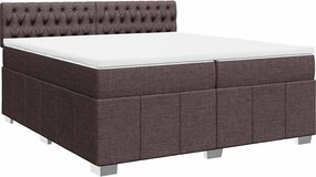 vidaXL Κρεβάτι Boxspring με Στρώμα Σκούρο Καφέ 200x200 εκ. Υφασμάτινο