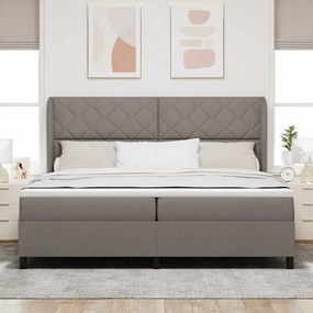 vidaXL Κρεβάτι με ελατήρια με στρώμα Taupe 200 x 200 cm ύφασμα