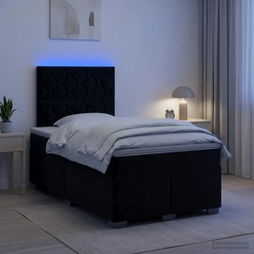 vidaXL Κρεβάτι box spring με στρώμα Μαύρο 120 x 200 cm Βελούδο