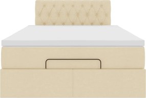 vidaXL Οθωμανικό κρεβάτι με στρώμα Cream 120x200cm ύφασμα