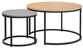 Τραπέζια σαλονιού Severin σετ 2τεμ φυσικό-cement Υλικό: MELAMINE 15MM E1 - METAL 225-000020