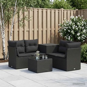 vidaXL Σετ Καναπέ 6 τμχ. Μαύρο 55 x 55 x 37 cm Πολυ-ρακί και Χάλυβας