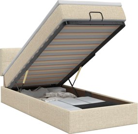 vidaXL Κρεβάτι Ottoman με στρώμα με κεφαλάρι Κρεμ 90 x 200 cm Ύφασμα