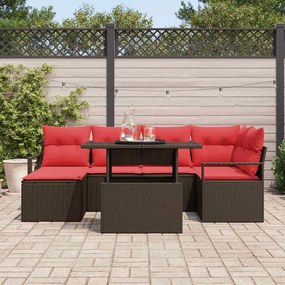 vidaXL Σετ Καναπέ Κήπου 7 τμχ. Καφέ Πολυ ράταν