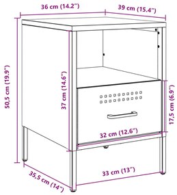 Κομοδίνο Ροζ 36x39x50,5 εκ. από Χάλυβα - Ροζ