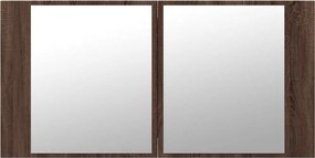 vidaXL Ντουλάπι Μπάνιου Καθρέφτη &amp; LED Καφέ Δρυς 90x12x45εκ Ακρυλικό