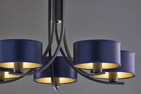 Κρεμαστό Πολύφωτο Arthur Φ75cm Μαύρο με Μπλε Ύφασμα
