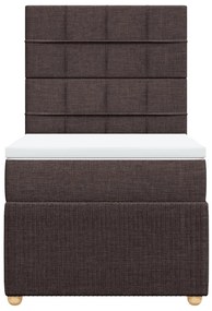 vidaXL Κρεβάτι Boxspring με Στρώμα Σκούρο Καφέ 90x190 εκ. Υφασμάτινο