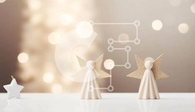 Intra Συλλεκτικό Ξύλινο Παζλ Plywood  4mm - Ειδώλια Αγγέλων με Κηροπήγια για εορταστική διακόσμηση Σε Ξύλινο Κουτί - Διαστάσεις: 10x10 cm – 25 κομμάτια