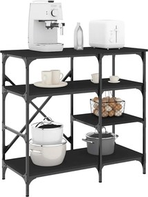 vidaXL Ραφιέρα Κουζίνας Μαύρη 90x40x84 εκ. Επεξ. Ξύλο και Μέταλλο
