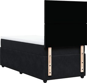 vidaXL Κρεβάτι Boxspring με Στρώμα Μαύρο 90x190 εκ. Βελούδινο
