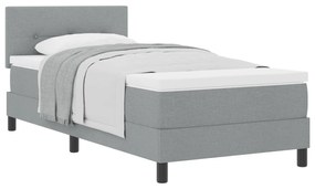 vidaXL Κρεβάτι με Στρώμα Light Grey 90x190 εκ. Υφάσμα