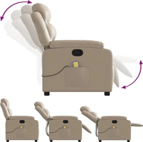 vidaXL Πολυθρόνα Μασάζ Ανακλινόμενη Καπουτσίνο από Συνθετικό Δέρμα