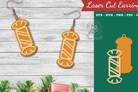 Σετ των 3 Intra απο ξύλο plywood 3mm-4mm πάχος Χριστουγεννιάτικα σκουλαρίκια με λέιζερ καραμέλα 4 Δίασταση 3x3 cm INTRAFABR-112553266