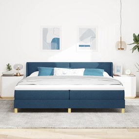 vidaXL Κρεβάτι Box Spring  με στρώμα σε μπλε, 200 x 200 εκ, υφασμάτινο
