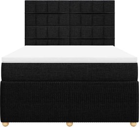 vidaXL Κρεβάτι Boxspring με Στρώμα Μαύρο 140x190 εκ. Υφασμάτινο