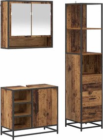 vidaXL Σετ Επίπλων Μπάνιου 3 τμχ. Παλιό Ξύλο 35 x 37,5 x 166 εκ.
