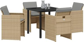 vidaXL Σέτ φαγητού για κήπο 5 pcs Μπεζ συνθετικό ρατάν