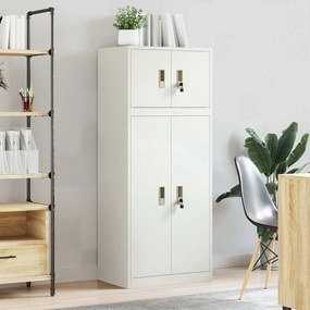 vidaXL Ντουλάπι αποθήκευσης 2 τμχ. Λευκός 60 x 40 x 145 εκ Ατσάλι