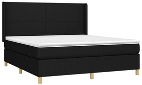 vidaXL Κρεβάτι Boxspring με Στρώμα &amp; LED Μαύρο 160x200 εκ. Υφασμάτινο