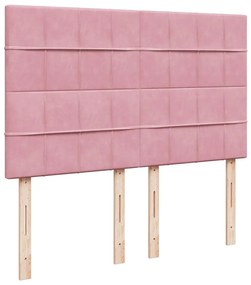 vidaXL Κρεβάτι Boxspring με Στρώμα Ροζ 140x200 εκ. Βελούδινο