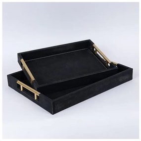 Δισκοiσετ 2τμχ Pu Μαύρο 40x30x4.5 34x24x5.5cm 752-16106 Estheti-752-16106-Μαύρο 752-16106