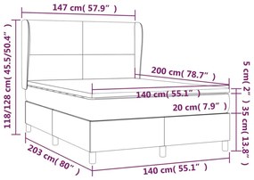 Κρεβάτι Boxspring με Στρώμα Μαύρο 140x200 εκ. Βελούδινο - Μαύρο