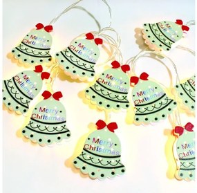 Λαμπάκια Σειρά Christmas Bells Motif 10 LED Θερμό Φως Μπαταρίας 2ΧAA IP20 Διάφανο Καλώδιο X09101119 ACA-X09101119-Διάφανο X09101119