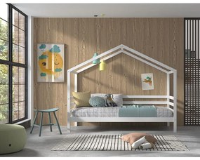 Παιδικός καναπές  κρεβάτι σπιτάκι Dallas Rail  Μονό Λευκό