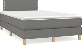vidaXL Κρεβάτι Boxspring με Στρώμα &amp; LED Σκ.Γκρι 120x190εκ. Υφασμάτινο