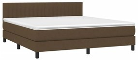 vidaXL Κρεβάτι Boxspring με Στρώμα &amp; LED Σκ.Καφέ 160x200 εκ Υφασμάτινο