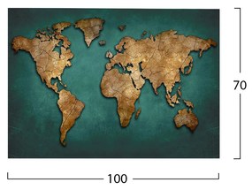 ΠΙΝΑΚΑΣ ΚΑΜΒΑΣ WORLD MAP  100X3X70 εκ.