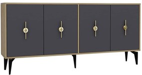 Μπουφές Figora 475OLV2358 180x35x82,6cm Oak-Anthracite Μοριοσανίδα, Μελαμίνη