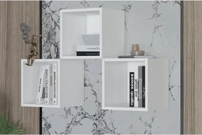 Stewehome Μοντέρνο ράφι τοίχου με 3 ράφια από λευκή μελαμίνη Λευκό 30x33.6x30 cm