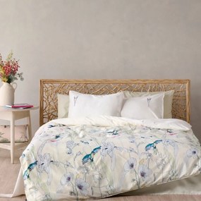 Σεντόνια Namibia (Σετ 4τμχ) Ecru-Petrol Kentia Υπέρδιπλo 240x270cm 100% Cotton Satin