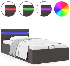vidaXL Πλαίσιο Κρεβατιού με Αποθ. Χώρο/LED Σκ. Γκρι 90x200 εκ. Ύφασμα