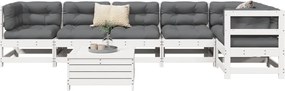 vidaXL Σαλόνι Κήπου Σετ 7 Τεμαχίων Λευκό από Μασίφ Ξύλο Πεύκου