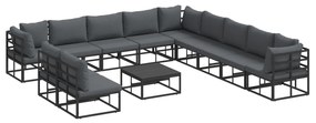 vidaXL Σετ Καναπέ Κήπου 12 pcs Μαύρο 70 x 70 x 32 εκ. Αλουμίνιο