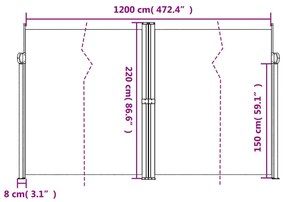 Σκίαστρο Πλαϊνό Συρόμενο Τερακότα 220x1200 εκ. - Πορτοκαλί