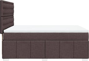 vidaXL Κρεβάτι Boxspring με Στρώμα Σκούρο Καφέ 140x200 εκ Υφασμάτινο