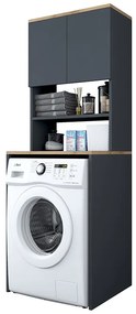 Έπιπλο πλυντηρίου Rasmus pakoworld ανθρακί-φυσικό 65x60x183.6εκ.