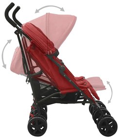 vidaXL Καρότσι Διδύμων Κόκκινο Ατσάλινο