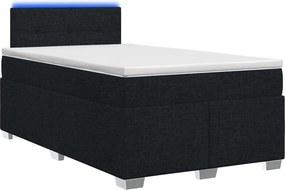 vidaXL Κρεβάτι Box Spring με Στρώμα και LED Μαύρο 120 x 200 cm Ύφασμα