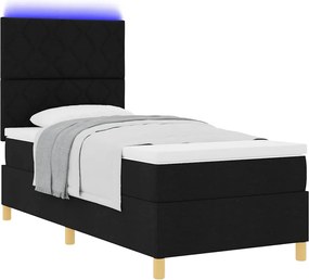 vidaXL LED Κρεβάτι με βάθρο με στρώμα Μαύρο 100 x 200 cm ύφασμα