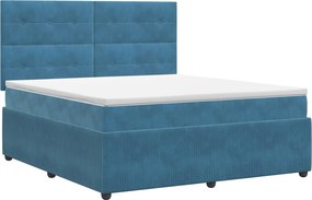 vidaXL Κρεβάτι box spring με στρώμα Μπλε 140 x 200 cm Βελούδο
