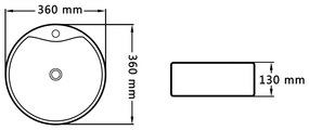 vidaXL Νιπτήρας με Οπή Υπερχείλισης Μαύρος 36 x 13 εκ. Κεραμικός