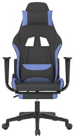 Καρέκλα Μασάζ Gaming Μαύρη/Μπλε Ύφασμα με Υποπόδιο - Μπλε