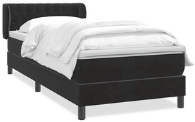 vidaXL Κρεβάτι Boxspring με Στρώμα Μαύρο 90x220 εκ. Βελούδινο