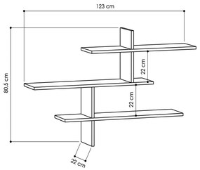 Ραφιέρα τοίχου Leo Megapap χρώμα sapphire oak 123x22x80εκ.