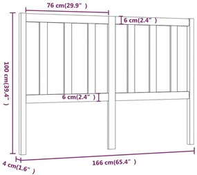 Κεφαλάρι Κρεβατιού Μαύρο 166 x 4 x 100 εκ. Μασίφ Ξύλο Πεύκου - Μαύρο